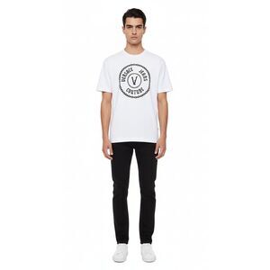 Versace Jeans Couture White Mens Chain Emblem Graphic Print T-Shirt